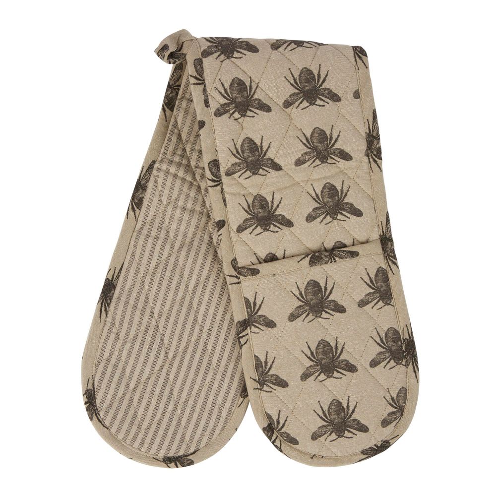 Honey Bee Double Oven Glove - Charcoal