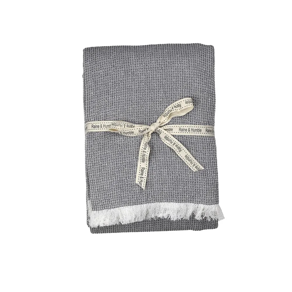 Chambray Waffle Throw - Charcoal