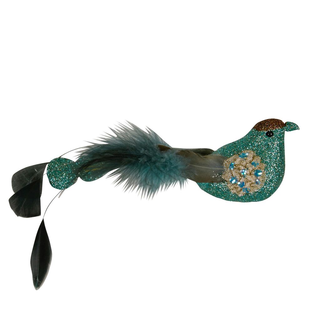 Keisha Green Glitter Bird With Clip