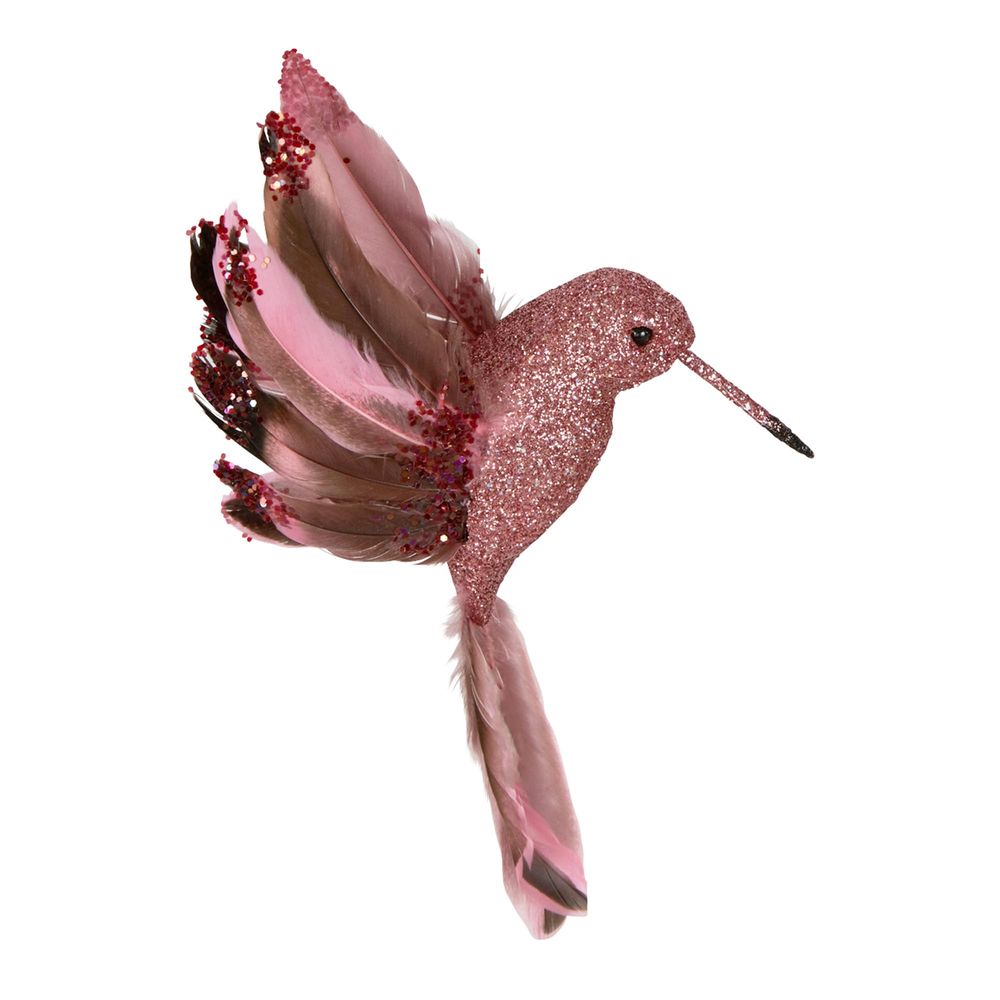 Pink Glitter Humming Bird With Clip