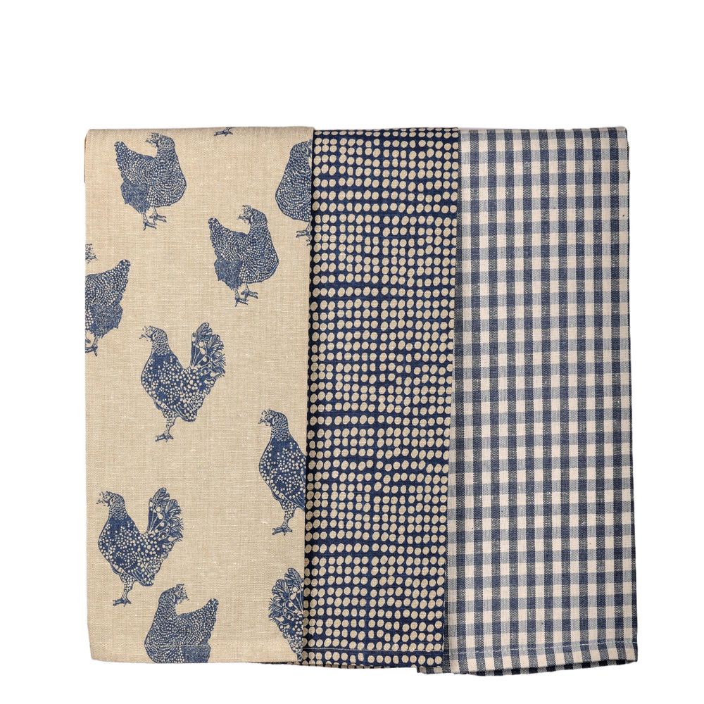 Henrietta Tea Towel - 3 Pack - Blueberry