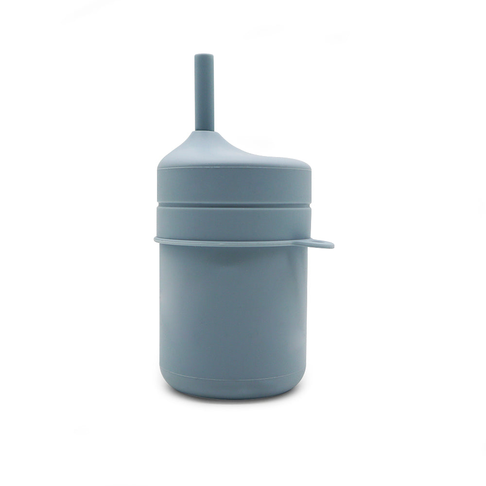 Hello Chester Dusty Blue Silicone Straw Cup