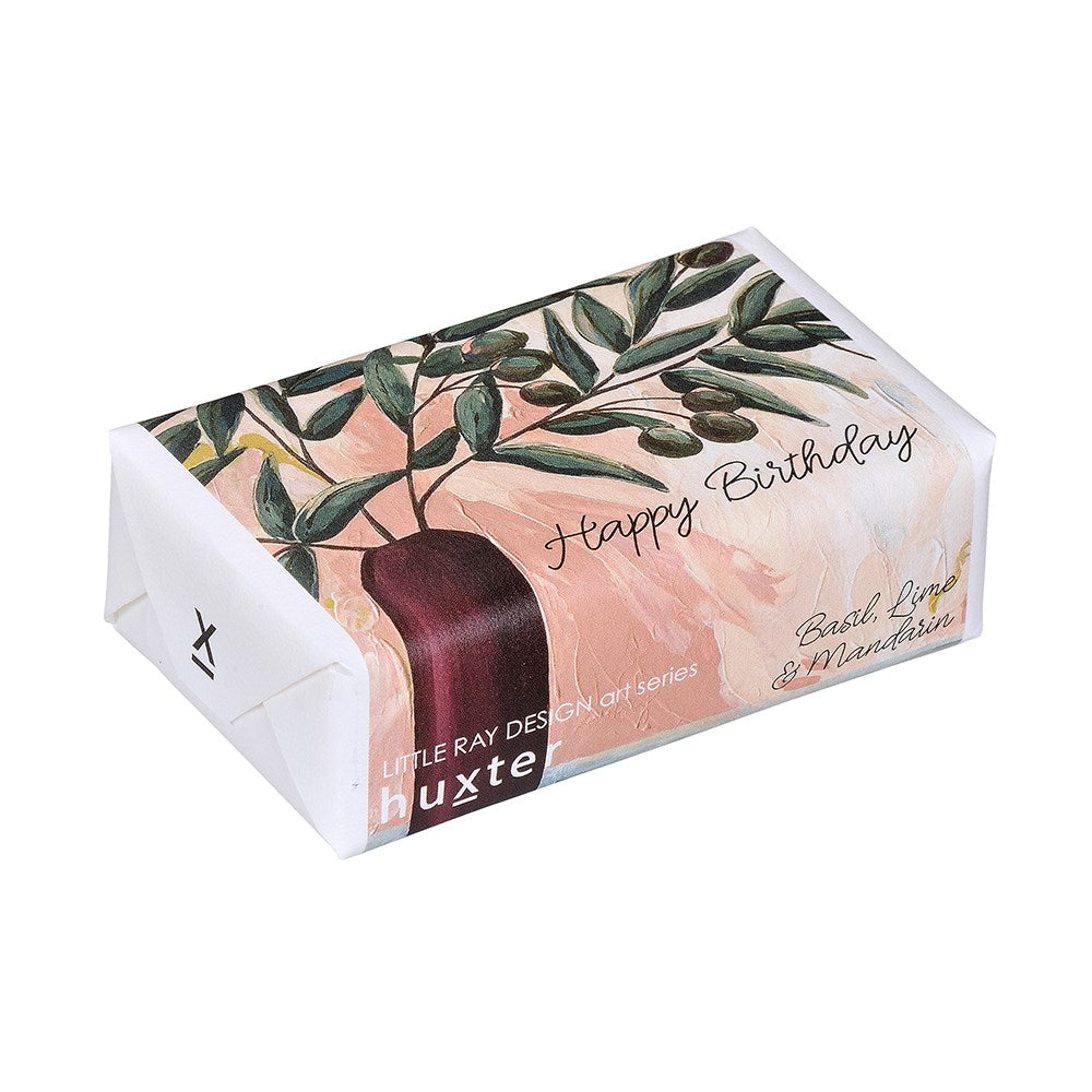 Huxter Olive Branch Wrapped Fragranced Soap - Happy Birthday