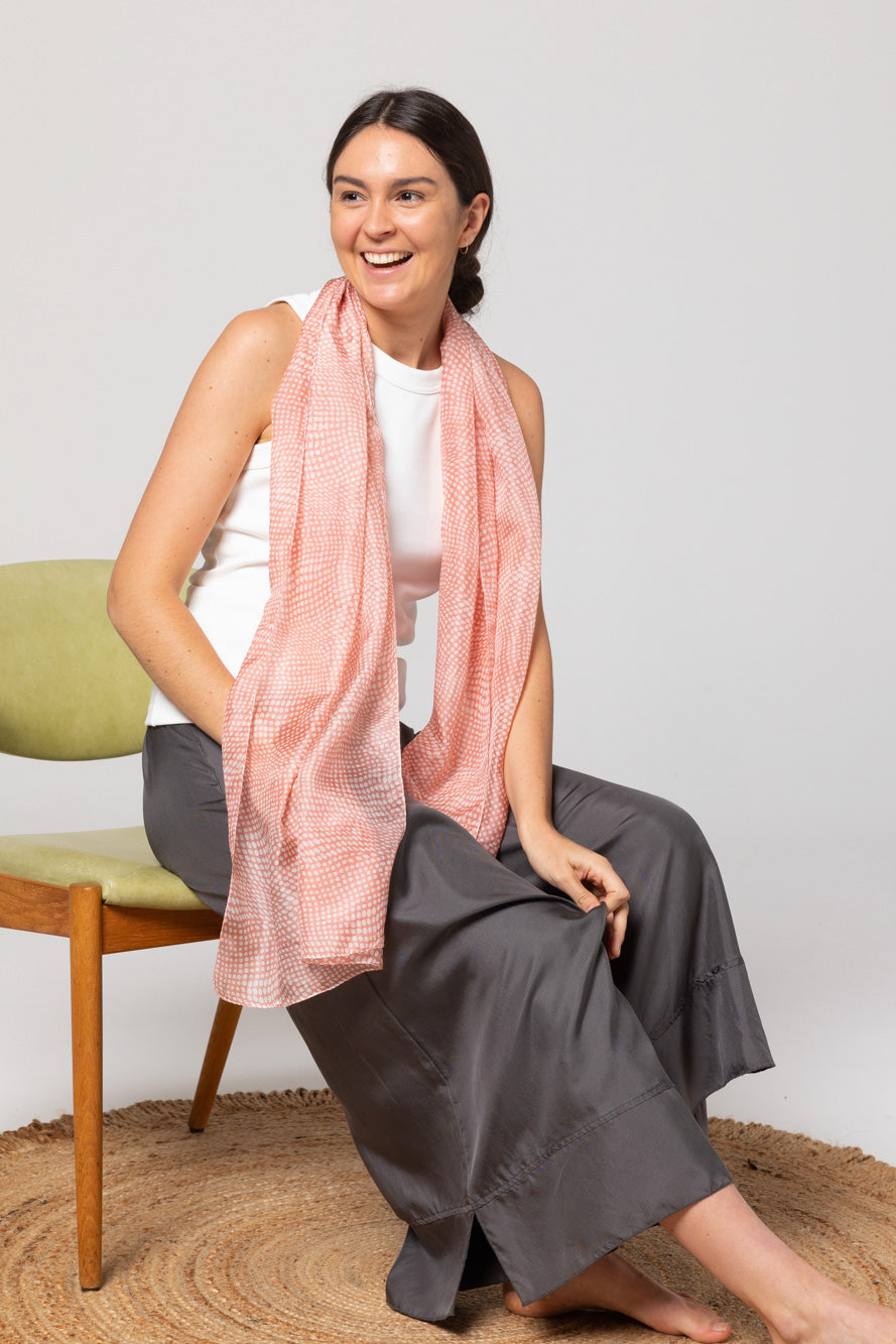 Spot Silk Scarf - Blush