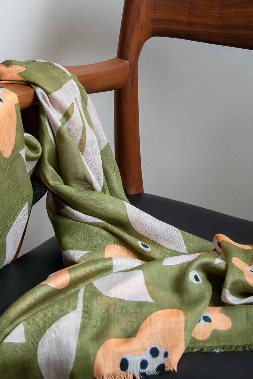 Bloom Scarf - Olive/Wheat