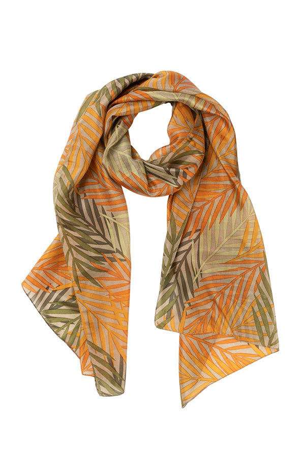 Bangalow Palm Silk Scarf - Tangerine