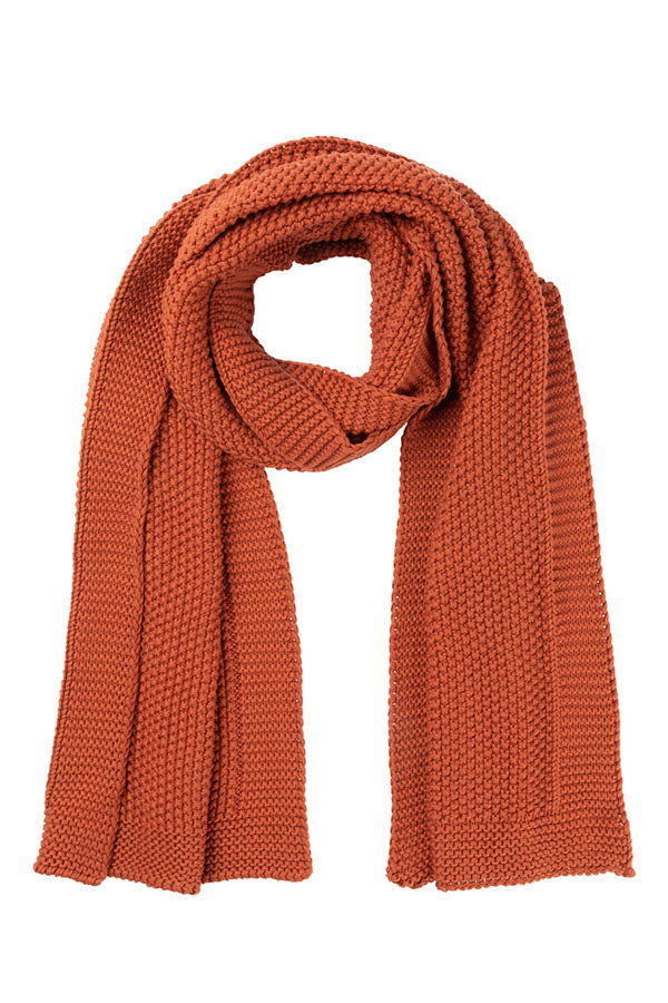 Moss Stitch Knit Scarf - Terracotta