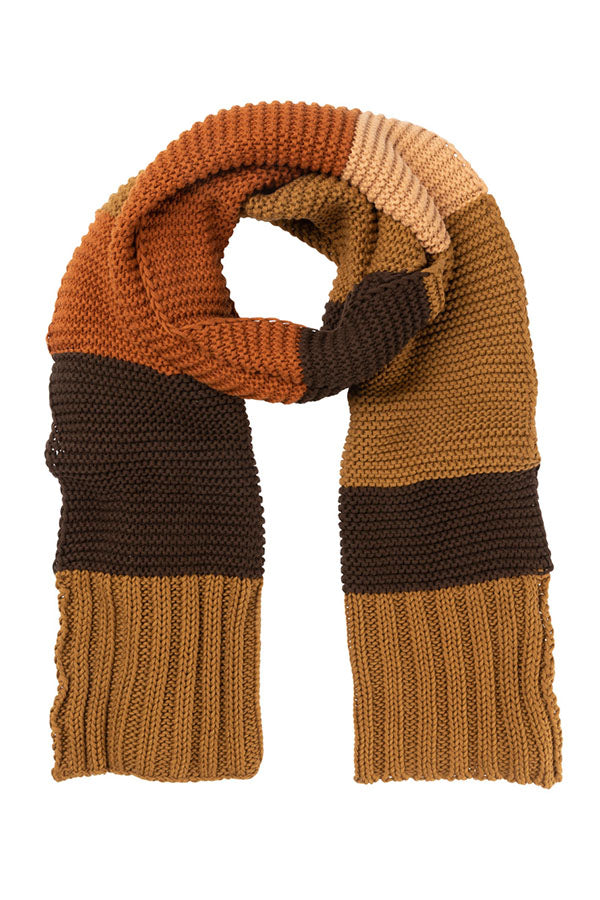 Bold Stripe Knit Scarf - Bronze