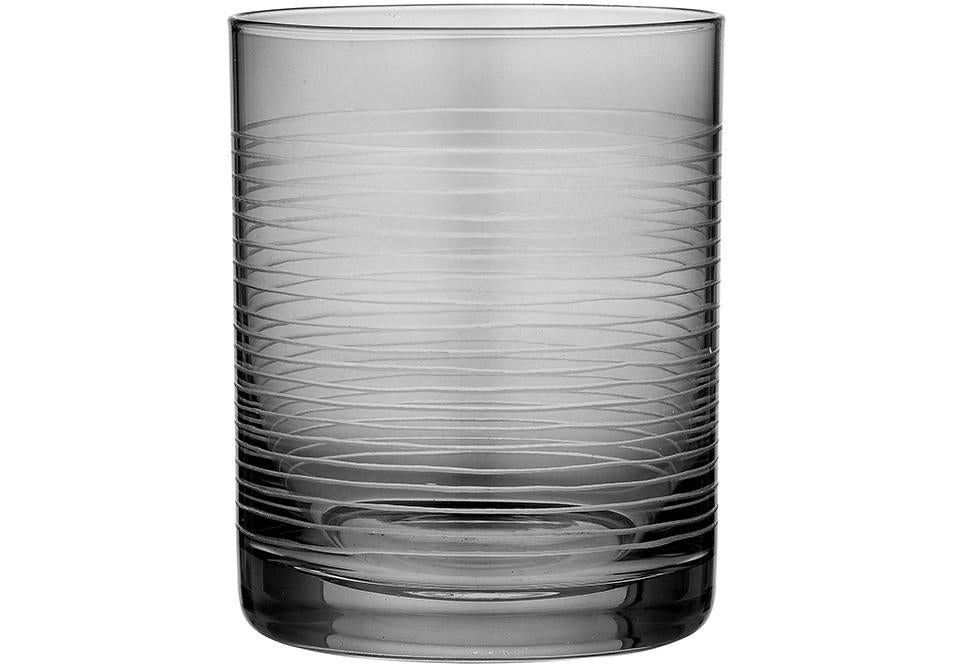 Linear Etched Charcoal Glass Tumbler