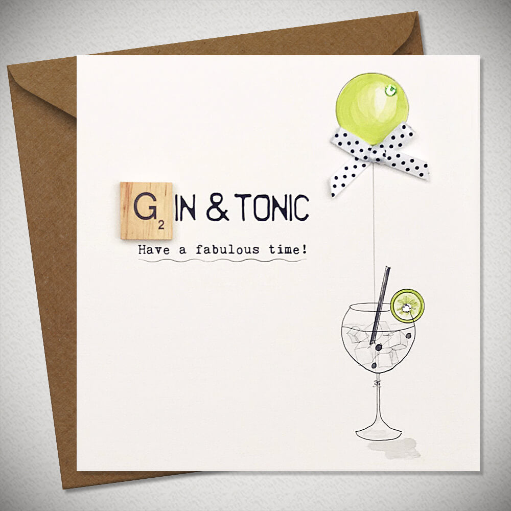 Gin & Tonic Scrabbley Greeting Card