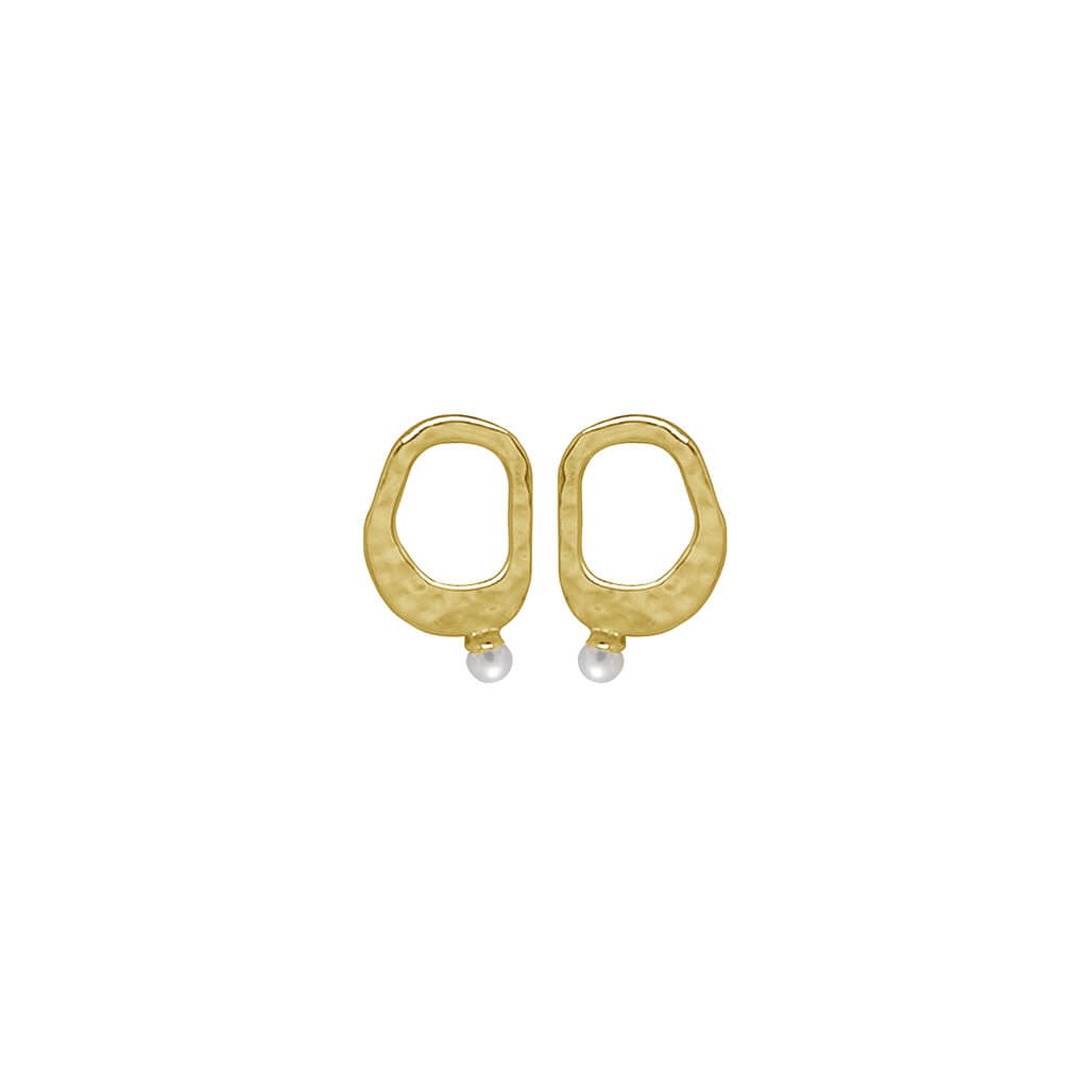 Murkani Riviera Small Pearl Earrings - Yellow Gold Plate