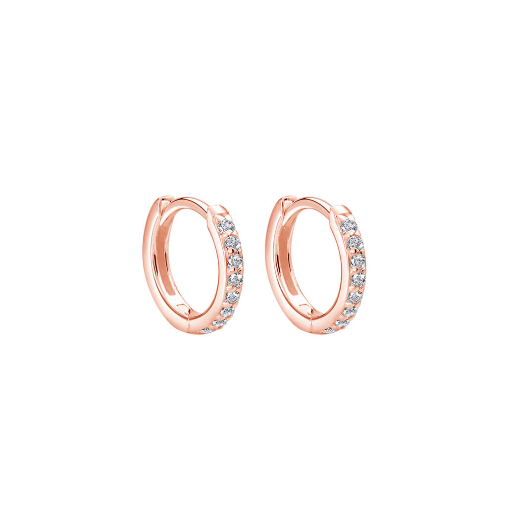 11mm White Topaz Hoops - Rose Gold Plate