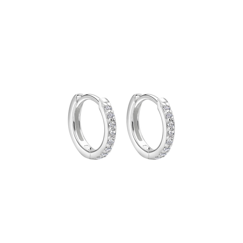 11mm White Topaz Hoops - Stirling Silver