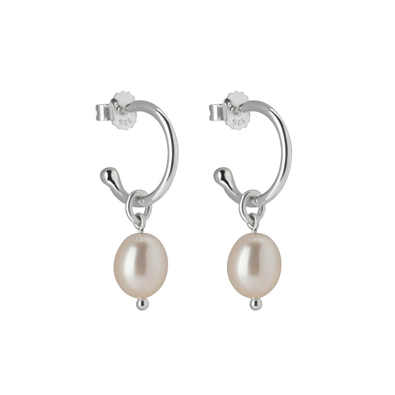 Murkani Petites Pearl Hoops - Stirling Silver