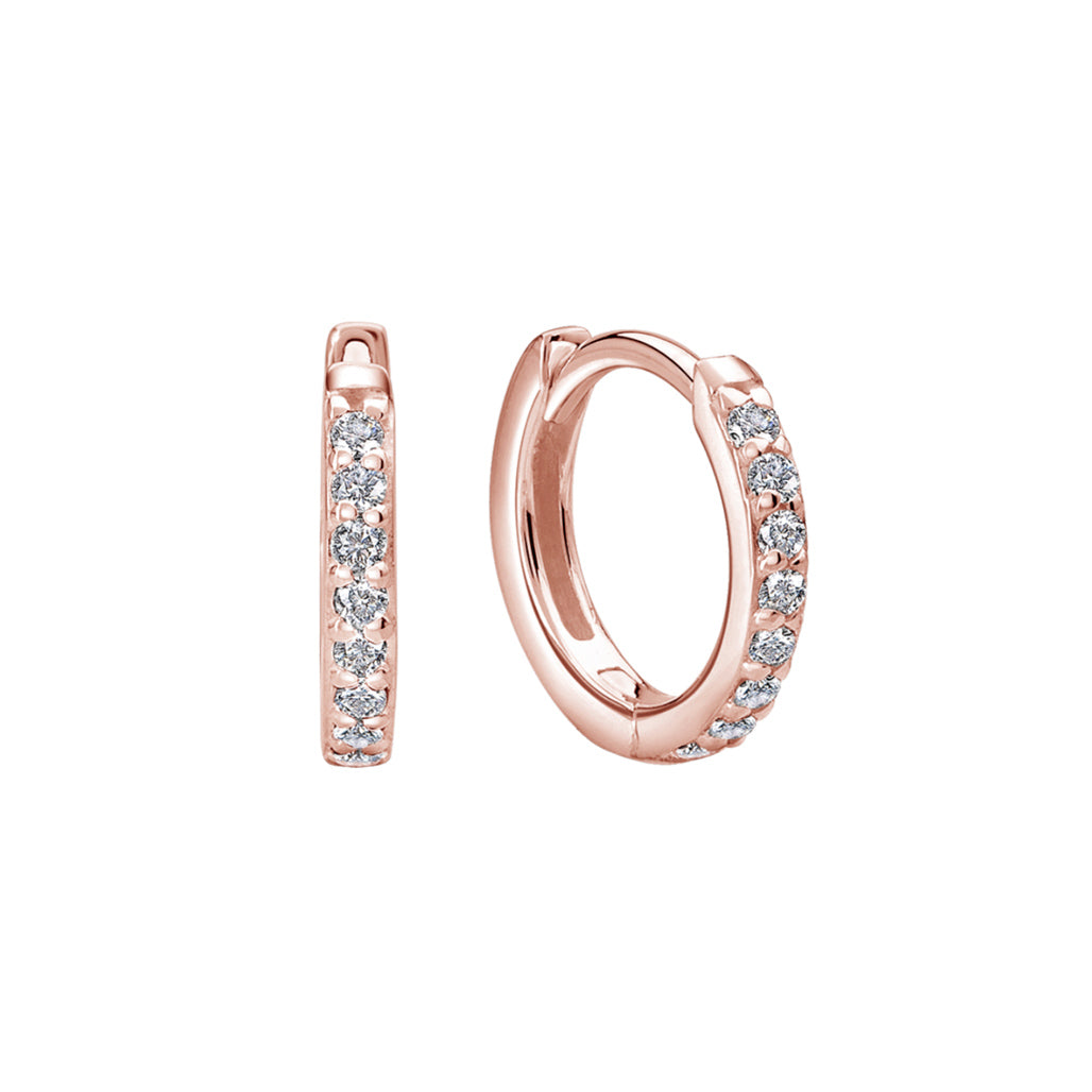 13mm Huggies - White Topaz in Rose Gold Plate