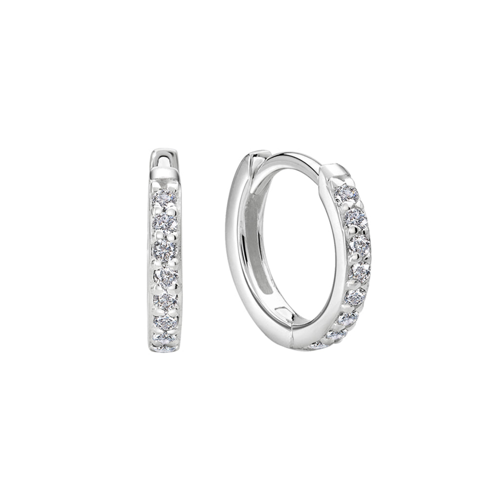 13mm Huggies - White Topaz in Sterling Silver