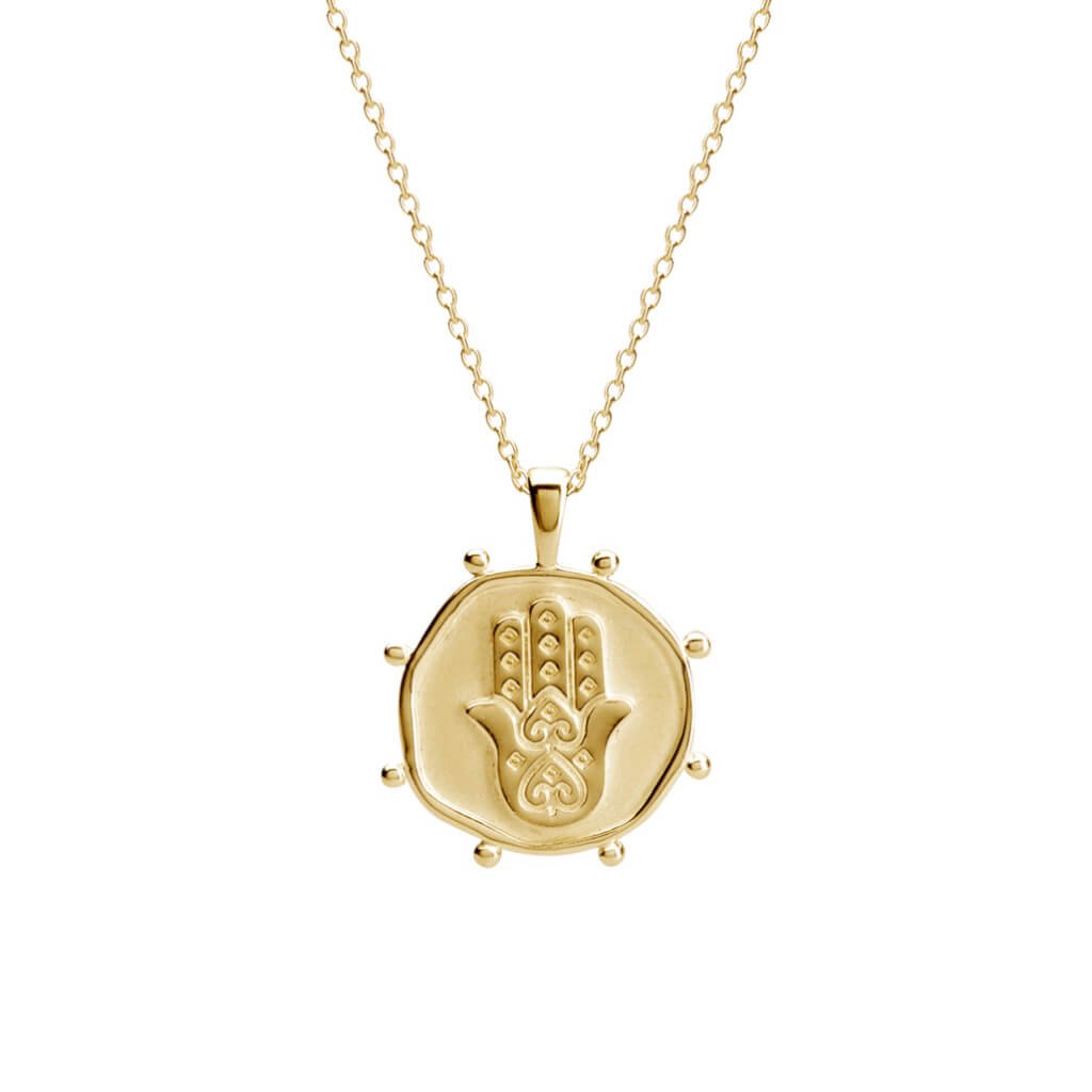 Hamsa Hand Protect Necklace - Yellow Gold Plate