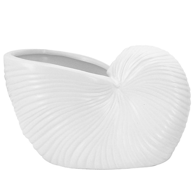 Small White Ceramic Seashell Planter