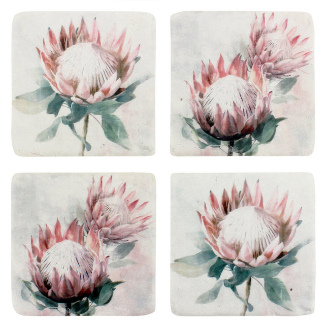 King Protea Resin Coasters - Set of 4