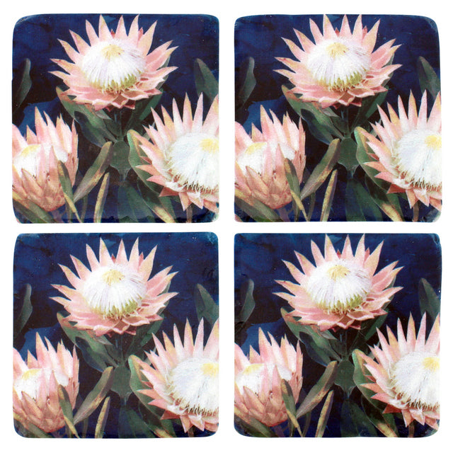 Night Protea Resin Coasters - Set of 4