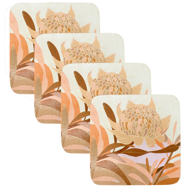 Autumn Protea Coasters - Set of 4