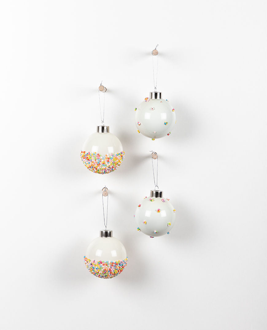 Carousel Sprinkle Hanging Glass Baubles - Set of 4