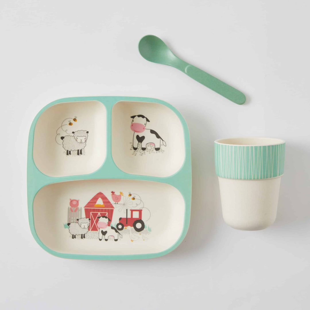 Farm Animals Kids Bamboo Dinner Set