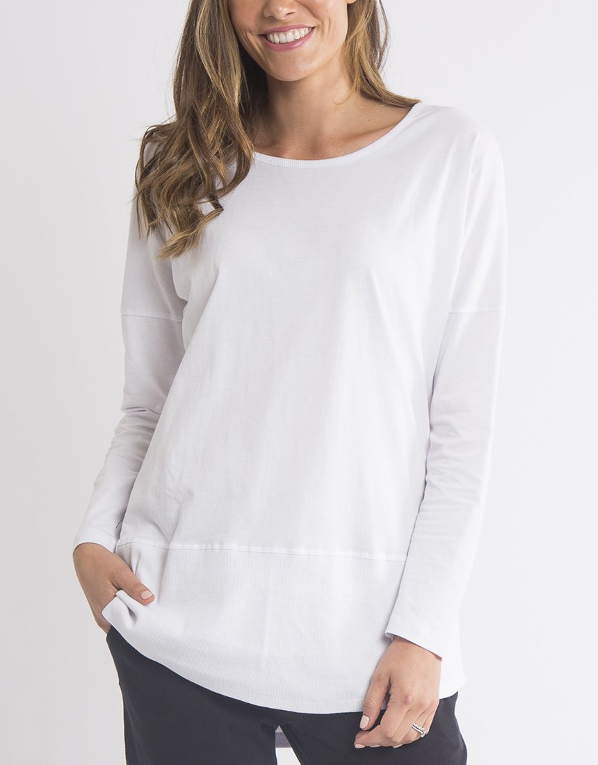 Elm Fundamental White Rib Long Sleeve Tee 