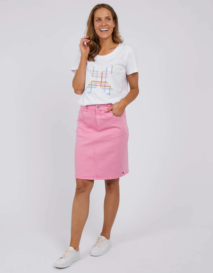 Elm Belle Denim Skirt - Sherbert Pink