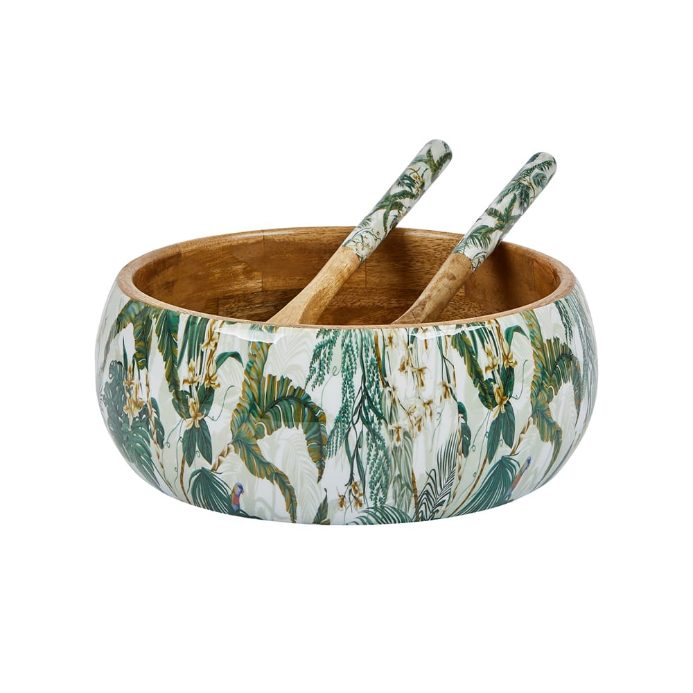 Mangowood Bowl and Servers Set – Oasis