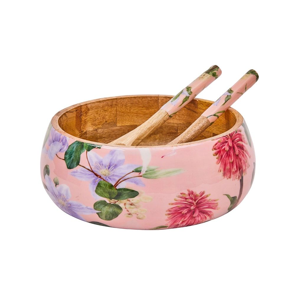 Mangowood Bowl and Servers Set – Enchanted Summer Pink