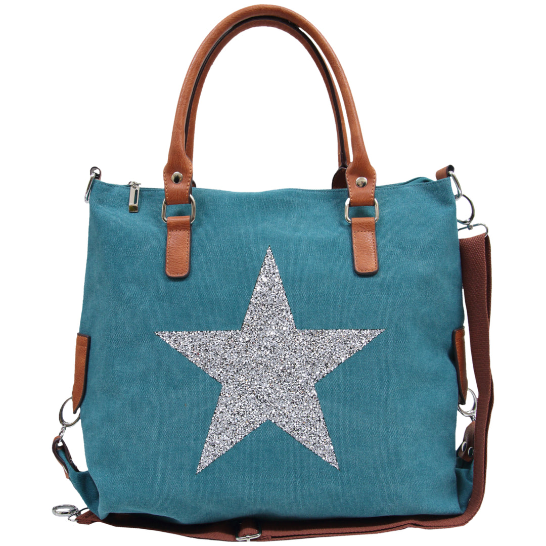 Star Power Canvas Bag - Turquoise