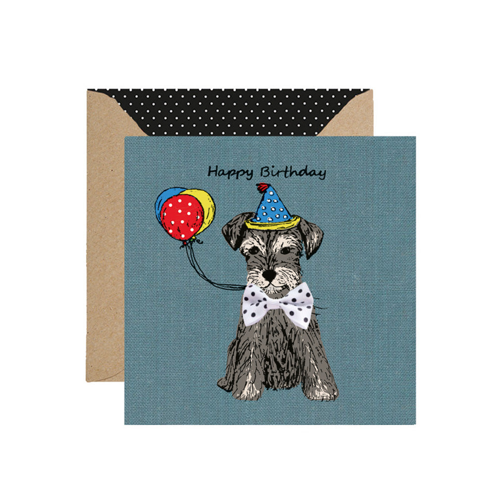 Bow Tie Schnauzer with Party Hat Card