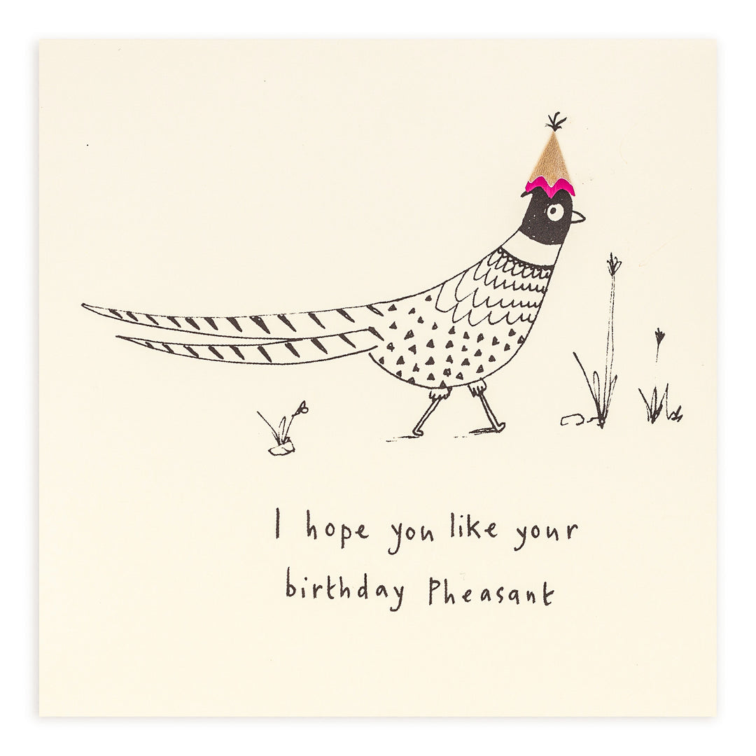 Pencil Shavings Birthday Pheasant Greeting Card