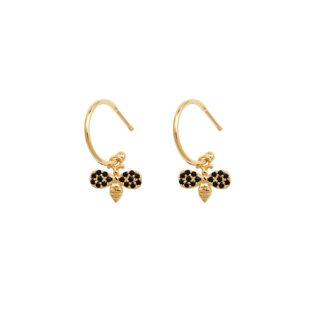 Tiger Tree Gold Mini Crystal Bee Hoops