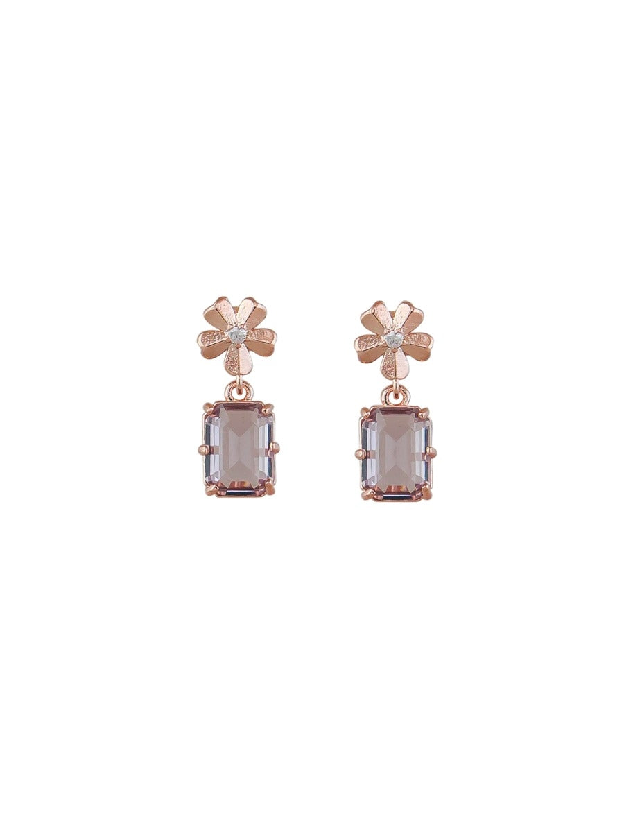 Tiger Tree Lilac Flower & Crystal Earring