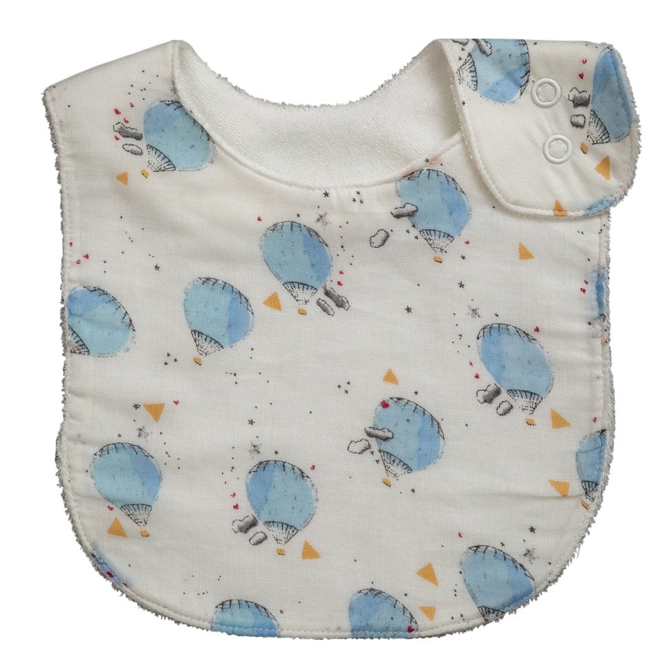 Blue Hot Air Balloon 1 Piece Bib