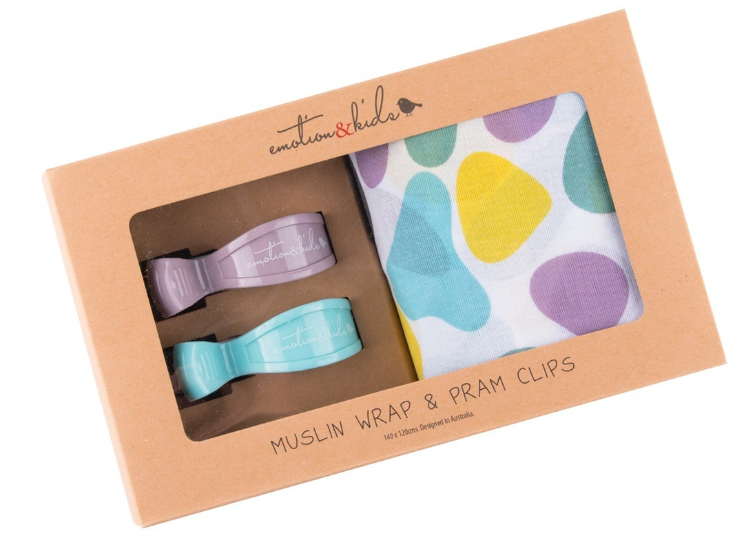 Camo Muslin & Elderberry/Sea Blue Pram Clips Pack